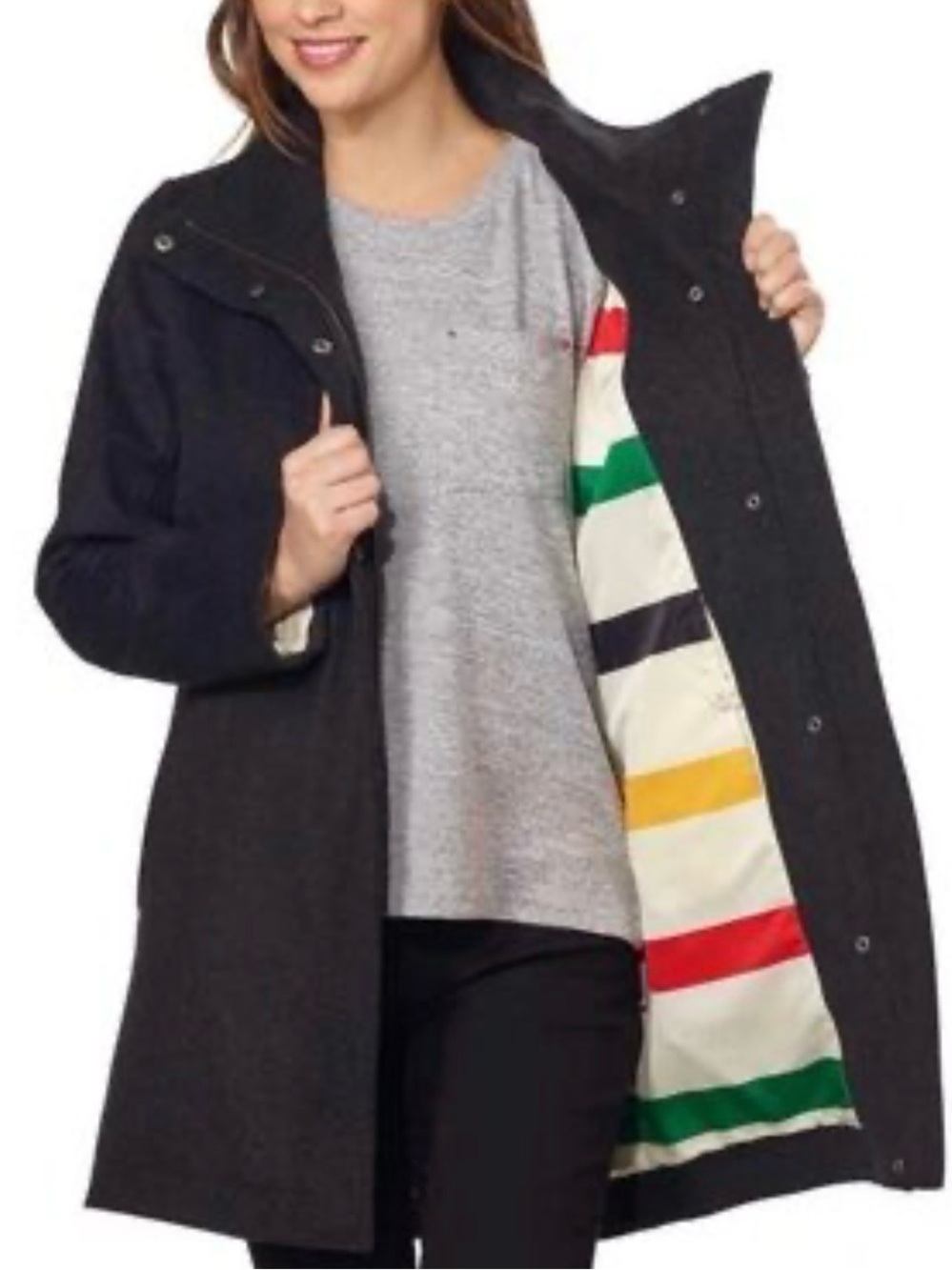 Pendleton Cascade Campbell Wool Coat Striped Interior Lining Size Medium